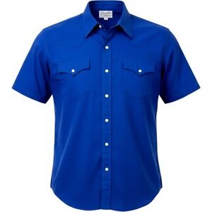 Tecovas Mens Pearl Snap Western Shirt XL Royal Blue Short Sleeve Coolmax Cotton